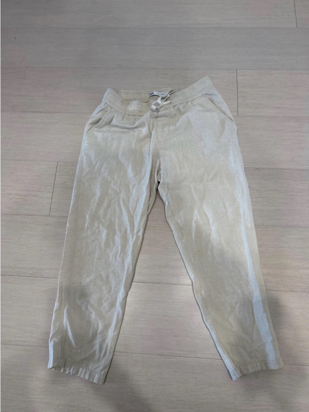 Zara Summer Men's Linen-Blend Pants in Beige - Size L